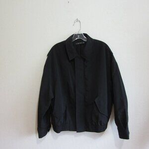 LIONESS Black S Windbreaker Bomber Long Sleeve Snap & Zip Closure Nylon Jacket